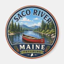 Saco River Fryeburg Maine Rund Magnet