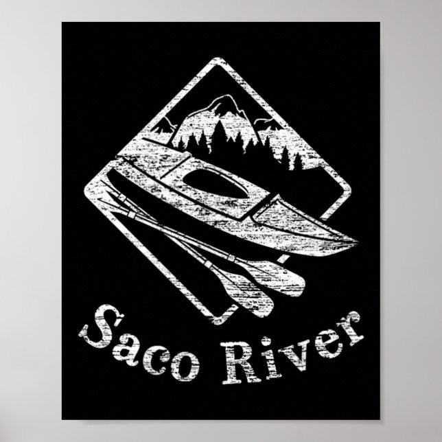 Saco River Kayak Kayaking Boating Rapids Canoe Pad Poster (Framsidan)