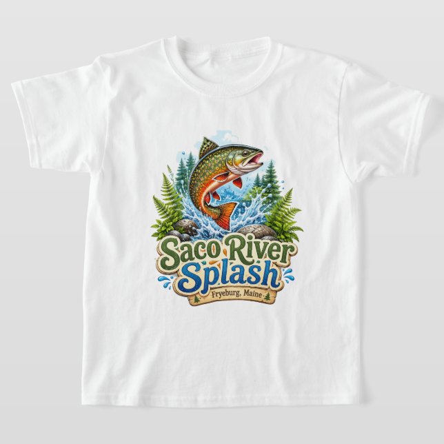 Saco River Splash Fryeburg Maine Barntröja T Shirt (Laydown)