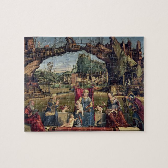 Sacra Conversazione, c.1500 (olja på panel) (för Pussel (Horisontell)