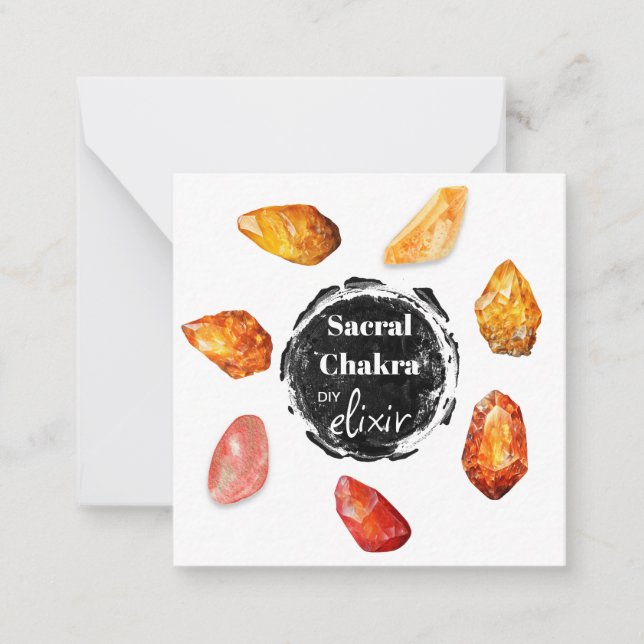 *~* Sacral Chakra Elixir AP64 Stones Emoto Anteckningskort (Framsida)