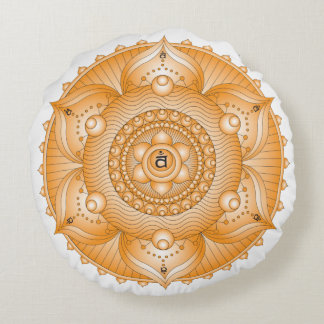 Sacral Chakra Orange Mandala Round Pillow Rund Kudde