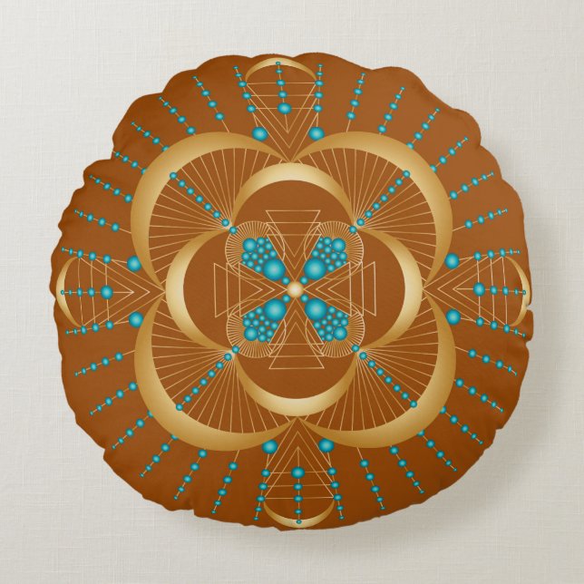 Sacral Chakra Shadow Mandala Round Pillow Rund Kudde (Framsidan)