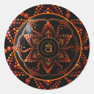 Sacral Chakra, Svadhishthana Dot Art Mandala Runt Klistermärke