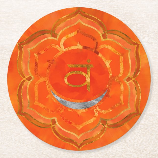 Sacral chakra - Svadhisthana Underlägg Papper Rund (Framsidan)