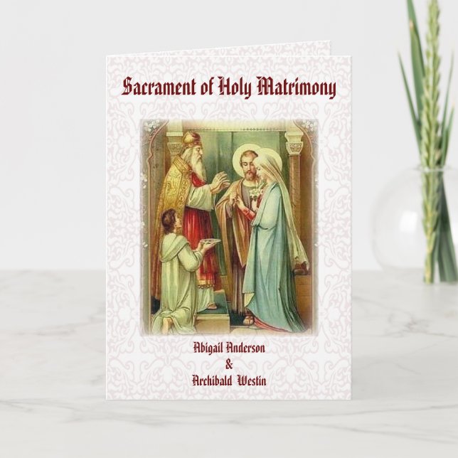 Sacrament-inbjudan till katolska Bröllop Kort (Framsida)