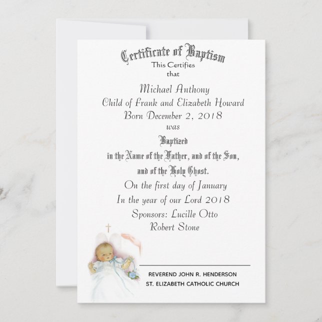 Sacrament of Baptism Religiösa Kort (Framsida)