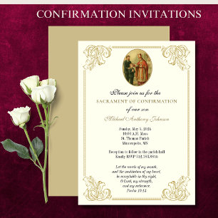 Sacrament of Confirmation Boy Religiösa Catholique Inbjudningar