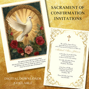 Sacrament of Confirmation Dove Ro Prayer Inbjudningar