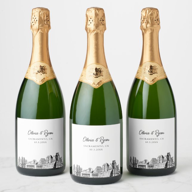 Sacramento Bröllop Personlig Champagne Label (Flaskor)