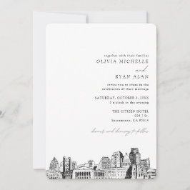 Sacramento Bröllop Skyline Sketch-inbjudan Inbjudningar