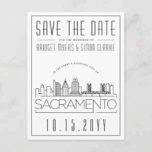 Sacramento Bröllop  Stilized Skyline Spara datum Vykort