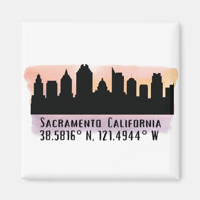 Sacramento CA City Skyline Magnet (Framsidan)