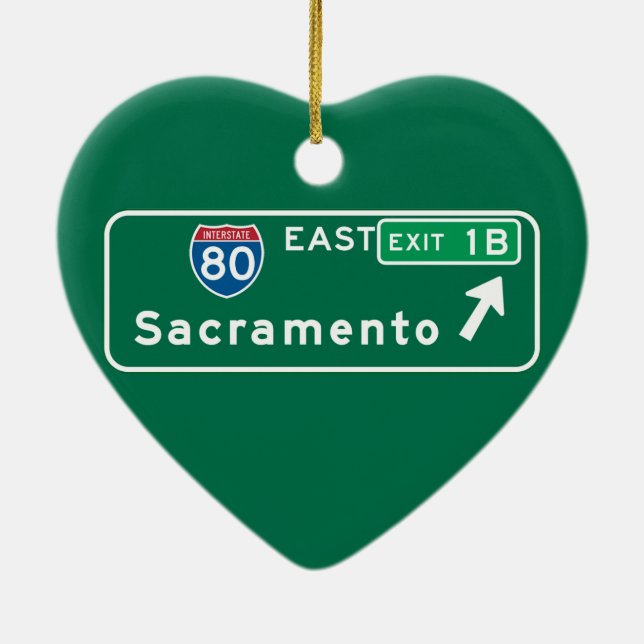 Sacramento CA-vägmärke Julgransprydnad Keramik (Baksidan)