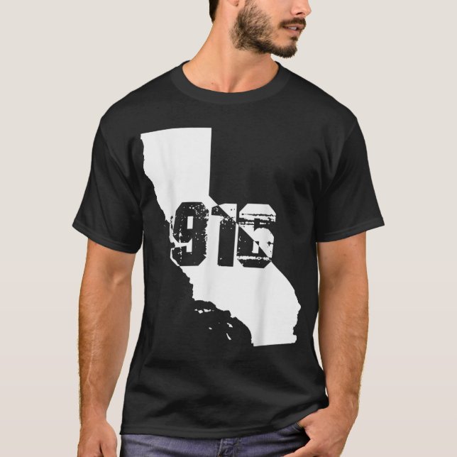 Sacramento California 916 Area Code T Shirt (Framsida)