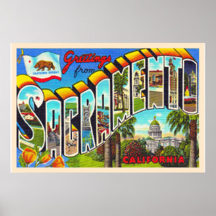 Sacramento California CA Large Brev vycard Poster