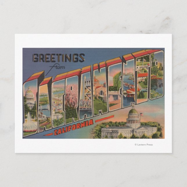 Sacramento, California Large Brev Scenes Vykort (Framsida)