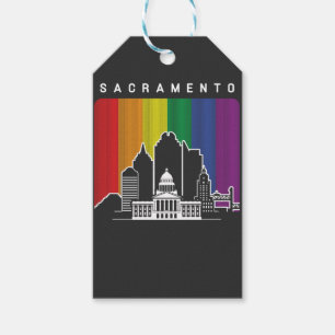 Sacramento California Rainbow Flagga LGBTQAI Pride Presentetikett