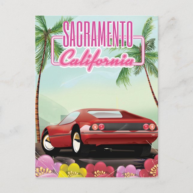 Sacramento California-reseaffisch Vykort (Framsida)