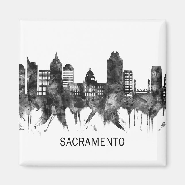 Sacramento California Skyline BW Magnet (Framsidan)