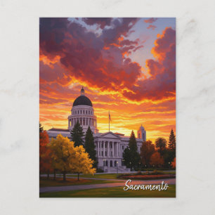 Sacramento California State Huvudstad Sunset Vykort