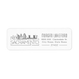 Sacramento, California Stylized Skyline | Returadress Etikett