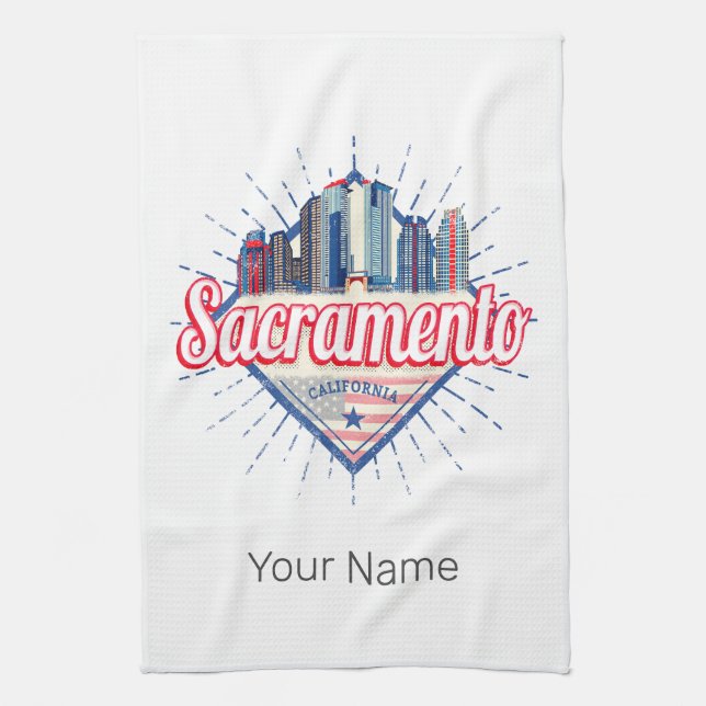 Sacramento California United Stater Skyline USA Kökshandduk (Vertikal)