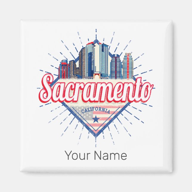 Sacramento California United Stater Skyline USA Magnet (Framsidan)