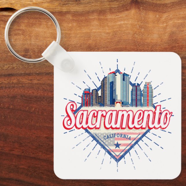Sacramento California United Stater Skyline USA Nyckelring (Framsida)