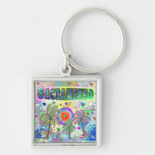 Sacramento Deep Dream Keychain Fyrkantig Silverfärgad Nyckelring