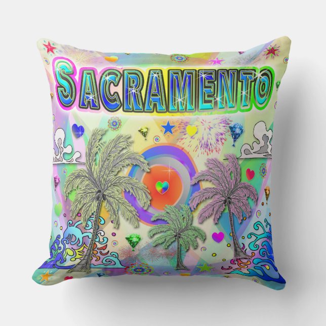 Sacramento Deep Dream Pillow Kudde (Framsida)