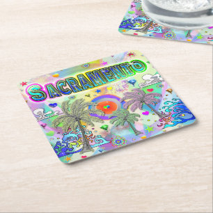 Sacramento Deep Dream Underlägg Papper Kvadrat
