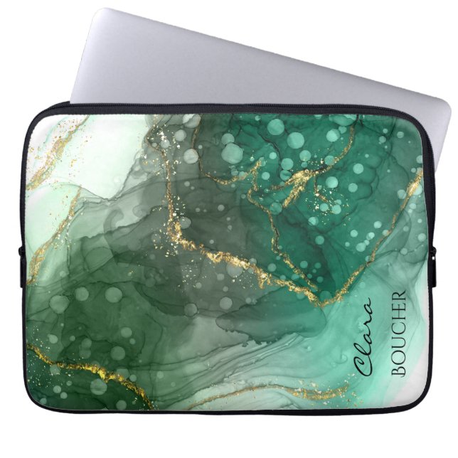 Sacramento Grönt Watercolor Bläck Anpassade Laptop Fodral (Framsidan)