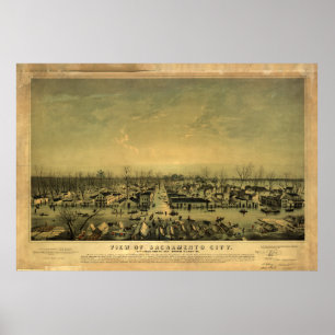 Sacramento, Kalifornien under översvämningen i jan Poster