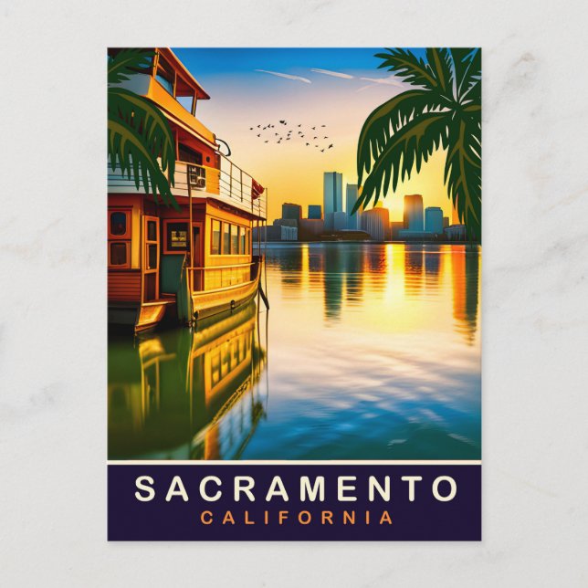 Sacramento, Kalifornien, Waterfront, Travel Vykort (Framsida)
