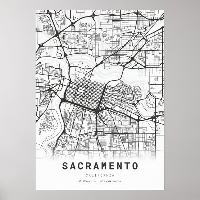 Sacramento Karta Poster (Framsidan)