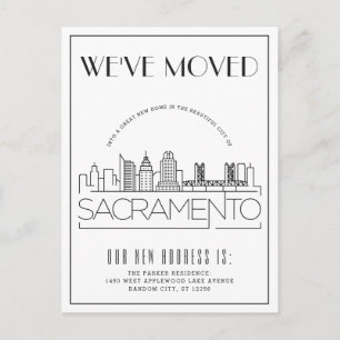 Sacramento Modern Deco Ny adress Meddelande Vykort
