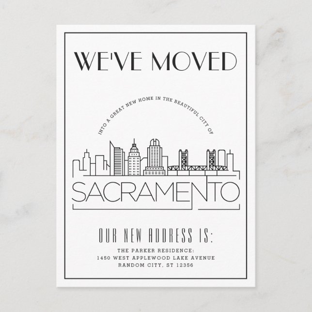 Sacramento Modern Deco | Ny adress Meddelande Vykort (Framsida)