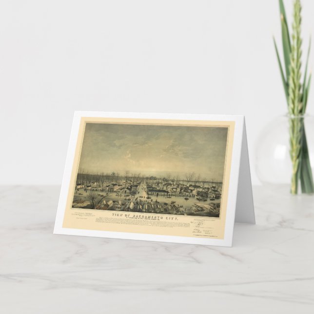 Sacramento panorama- karta för CA - 1850 Kort (Framsida)