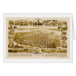 Sacramento panorama- karta för CA - 1890's Hälsningskort