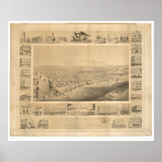 Sacramento. Panoramisk Karta 1857 (0066A) Poster