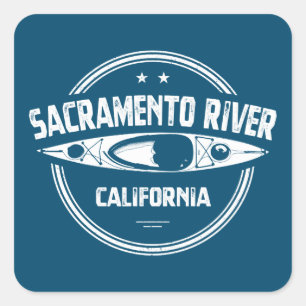 Sacramento River California Kayaking Fyrkantigt Klistermärke