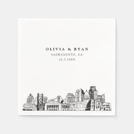Sacramento Skyline Bröllop Papper Cocktail Napkin Pappersservett