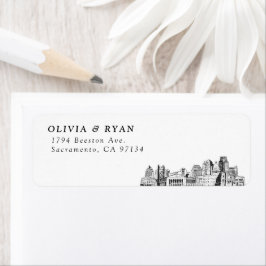 Sacramento Skyline Modern Returetiketters Returadress Etikett
