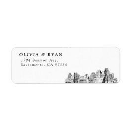 Sacramento Skyline Modern Returetiketters Returadress Etikett