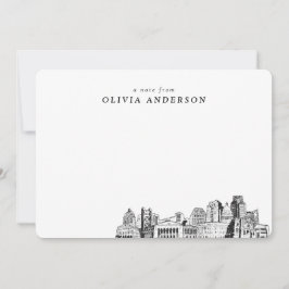 Sacramento Skyline Sketch Personlig Note Card Anteckningskort