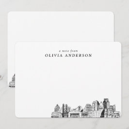 Sacramento Skyline Sketch Personlig Note Card Anteckningskort