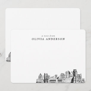 Sacramento Skyline Sketch Personlig Note Card Anteckningskort