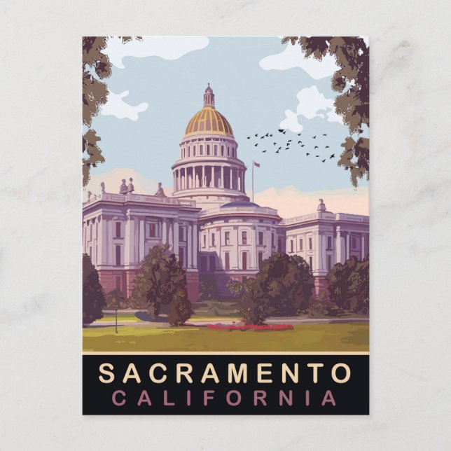 Sacramento, State Capital, California, Travel Vykort (Framsida)