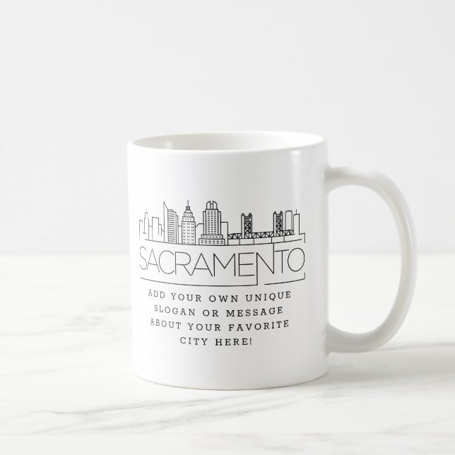 Sacramento Stylized Skyline | Anpassningsbar Sloga Kaffemugg (Höger)